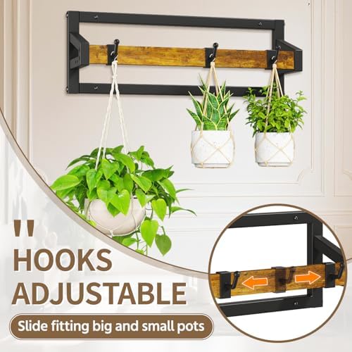 LASZOLA Plant Hanger Holder Shelf Indoor Window Wall Mount, 2 Pack Brown