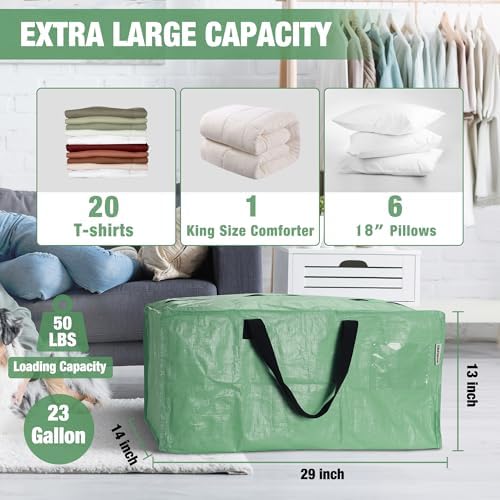 WORKPRO 6 Pack Extra Large Moving Bags with Backpack Straps & Handles