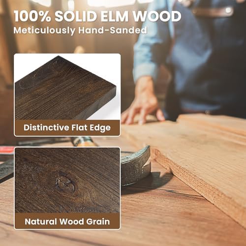 Acovy Extra Deep 55" Long Rustic Solid Wood Floating Shelves for Wall, Wall Shelves with Invisible Bracket for Living Room Bathroom Bedroom Kitchen, Set of 1, Walnut