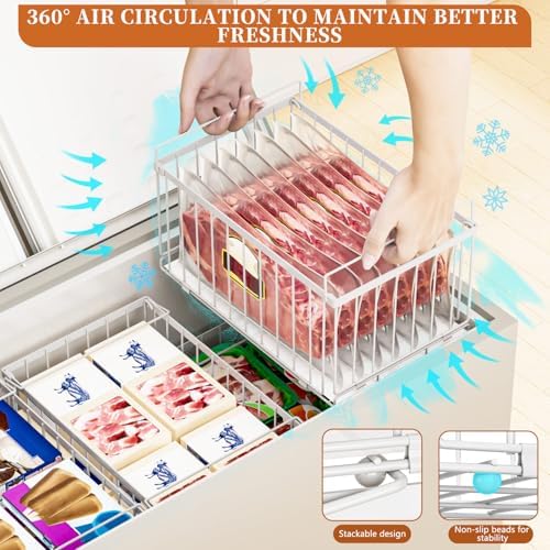 Large Freezer Organizer Bins for 5 to 9 Cu.Ft,Quick Expand/Collapse,6PACK