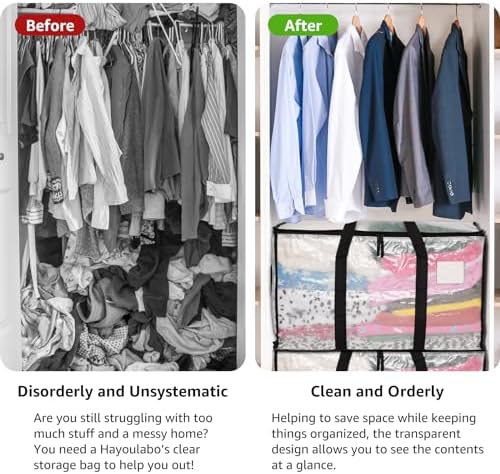 Moving Bags Heavy Duty Extra Large, Alternative for Moving Boxes & Moving Supplies,Clear Storage Bins with Lids, Plastic Packing Tote, Storage Bags for Clothes with Handles & Zippers(Clear, 10 Pack)