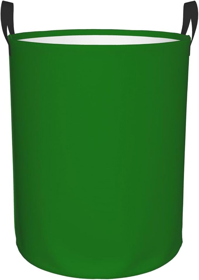 19.6" Large Laundry Hamper Bag, Solid Green Trend Color Collapsible Laundry Basket Dirty Clothes Organizer Washing Bin for Family Essentials Storage