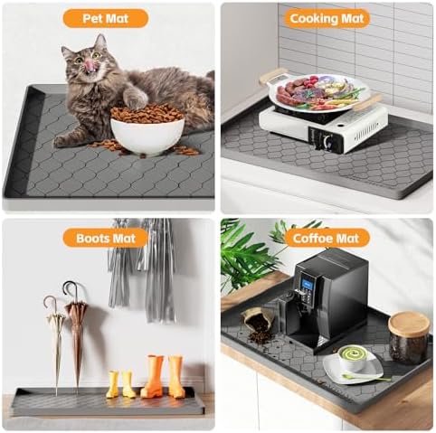Winisok Waterproof Under Sink Mat 34" x 22", Silicone Mat, White | Raised Edge Traps Spills & Leaks, Shelf Liner, Cabinet Protector, for Kitchen, Bathroom, Boots, Pets, Home Essentials