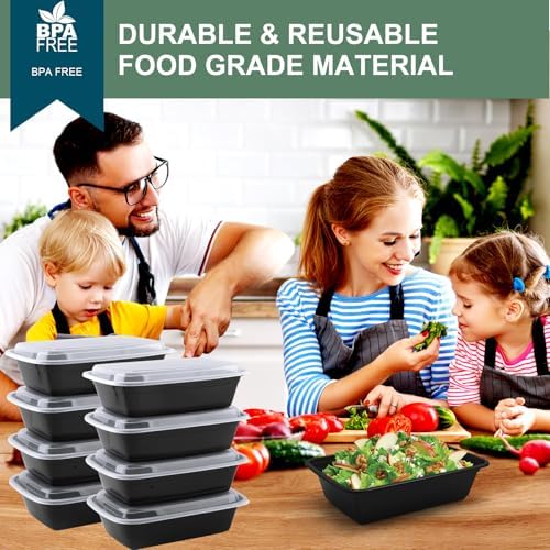 vivigu 50 Pack Meal Prep Containers 38 oz, Leakproof To Go Food Containers, Disposable & Reusable Food Prep Containers for Takeout, Food Storage Containers BPA-Free, Microwave/Dishwasher/Freezer Safe