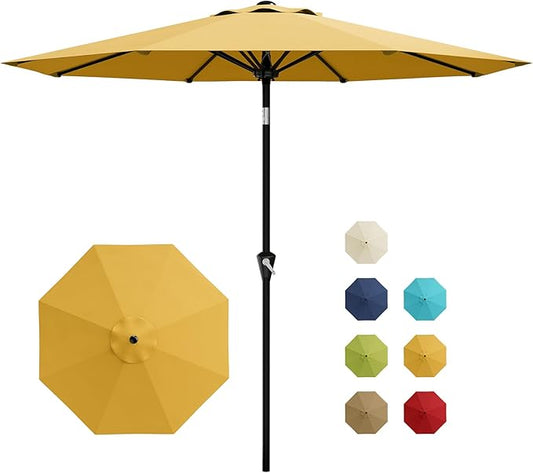 Garvee 10FT Patio Umbrella - Outdoor Table Umbrella with Smooth Crank Lift, Push Button Tilt and 8 Sturdy Ribs - Market Umbrella UV Protection Waterproof for Pool, Deck, Yard, Garden (Yellow)