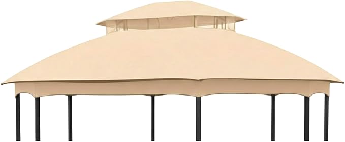 Garden Winds Reinforced Replacement Canopy Top Cover and Netting Set Compatible with The A101014900 Seagrove Gazebo - Classic Sand, Riplock 350