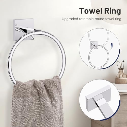 Lairuier Bathroom Hardware Set Polish Chrome, Towel Holder Set Wall Mounted
