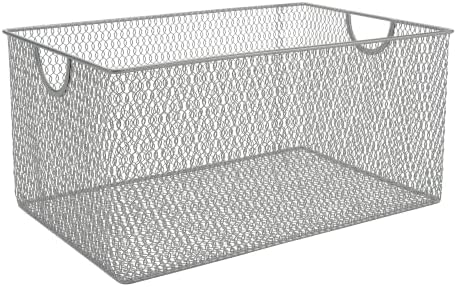 YBM HOME Kitchen Pantry Organizer Wire Basket for Shelves, Cabinets, Pantry, Countertop, Mesh Open Storage Bin Metal Basket for Organizing Food Supplies 12 x 7.8 x 5.8