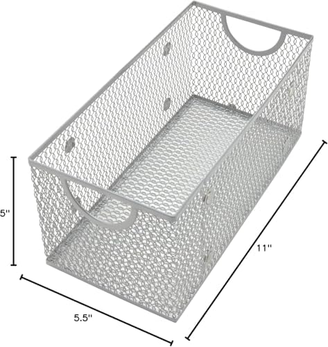 YBM HOME Kitchen Pantry Organizer Wire Basket for Shelves, Pantry, and Cabinets, Mesh Open Metal Storage Bin for Organizing Household, Office, and Laundry Supplies, 11 x 5.5 x 5 in, Pack of 2