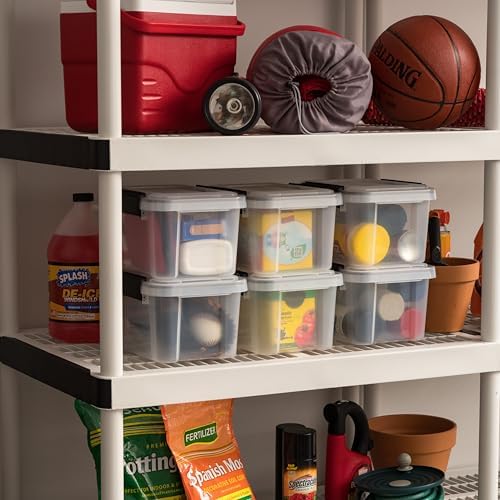 IRIS USA 6-Pack 6 Qt Storage Bins with Gasket Lids, Clear/Black