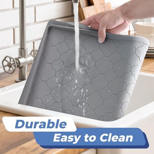 Jin&Bao Under Sink Mat 25" x 19" Waterproof Silicone Cabinet Kitchen Liner | Silicone kitchen cabinet protector, bathroom shelf liner, raised edge traps leaks, anti-slip, easy to clean & dishwasher safe