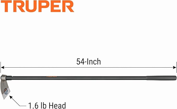 Truper Lane No. 0 Field Hoe, 1.6 lb Forged Steel Head, 54-Inch Wood Handle, Heavy-Duty Agricultural and Landscaping Hoe (Model 10612)