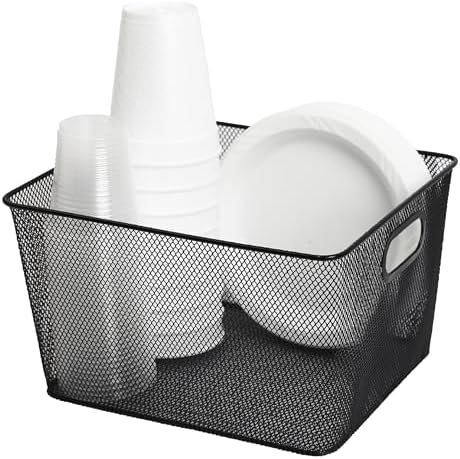YBM Home Wire Mesh Kitchen Storage Basket Organizer for Organizing Household Pantry and Kitchen Cabinets - Multipurpose Wire Storage Baskets for Home, Dorm Room, Garage, Black - 6 Pack