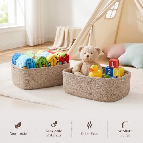 Storage Baskets for Shelves, 5 Pack, 2 Sizes Organizer Bins