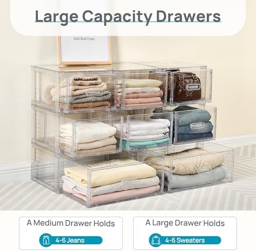 Vtopmart 8 Pack Large & Medium Stackable Storage Drawers Set