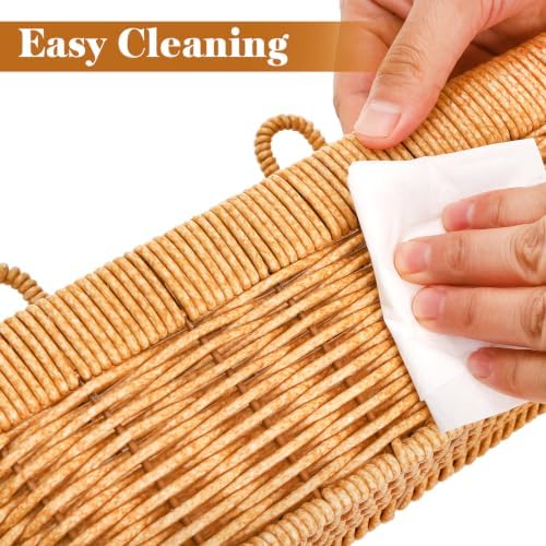 ZEAYEA 2 Pack Cute Small Wall Hanging Basket for Kitchen Bathroom | Hand-Woven Organizer Basket for Onion Garlic, Boho Plastic Storage Baskets with Hanger for Laundry Living Room Home Decor