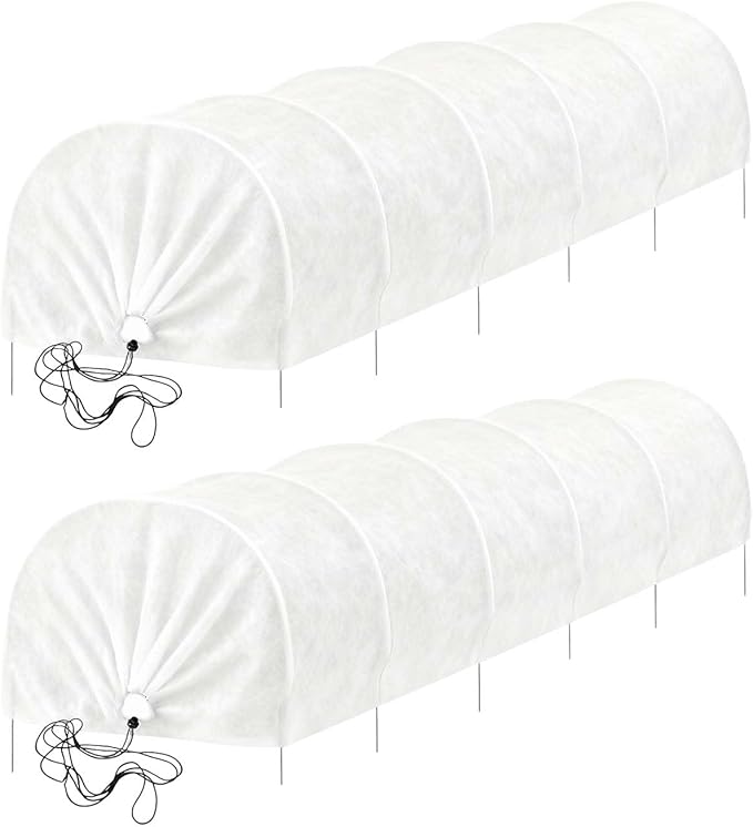 2-Pack Mini Greenhouse Tunnel, 2PCS 2 in 1 Green Houses for Outside Garden Cloches Cover, Garden Cloches for Plants Outdoor, Green House Kits to Build for Outside Winter (Frost Cloths，2PCS)