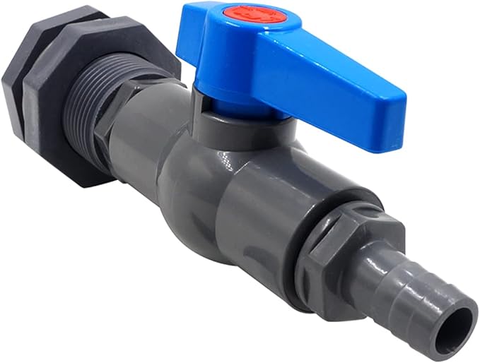 rain barrel spigot kit within 1 inch pvc bulkhead adapter 1" valve 5/8" plastic barb fitting, for 5/2.5/50/55/100 gallon water tank garden bucket outdoor rainwater collection