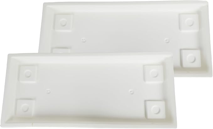 The HC Companies 17.5 Inch Venetian Rectangular Plant Saucer, Lightweight UV-Resistant Plastic Outdoor & Indoor Flower Pot Tray, 2-Pack Plant Pot Trays for Garden & Home Decor, White