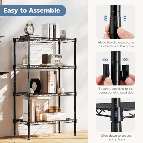 DUMOS 4-Tier Metal Storage Shelves, Wire Shelving, Storage Rack, 23.3" W