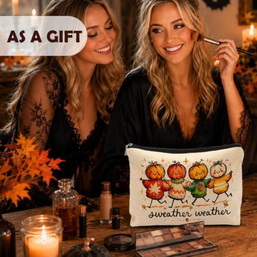 Fall Pumpkin Makeup Bag for Women, Cozy Fall Gifts
