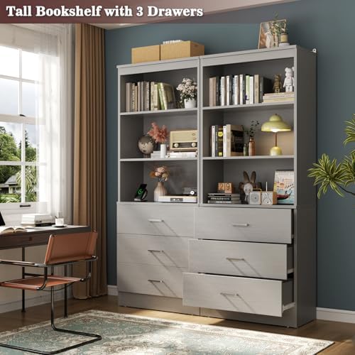 Aheaplus 23.6" Closet Drawers System, Closet System with 3 Drawers, Grey