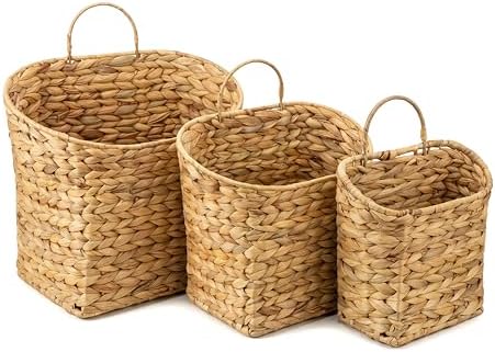 Wicker Hanging Basket, Farmhouse Rustic Storage Baskets for Organizing