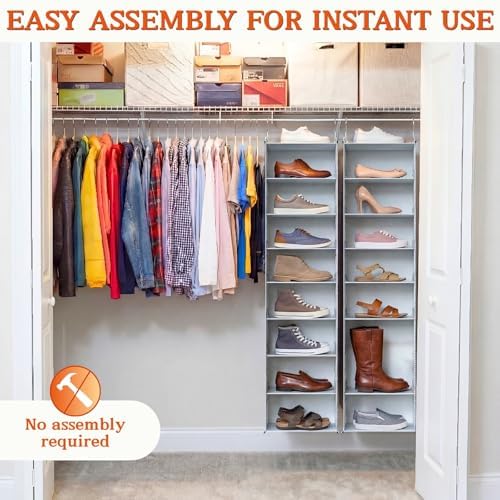 Hanging Shoe Organizer for Closet, 8 Tier Extra Wide Closet Shoe Organizer