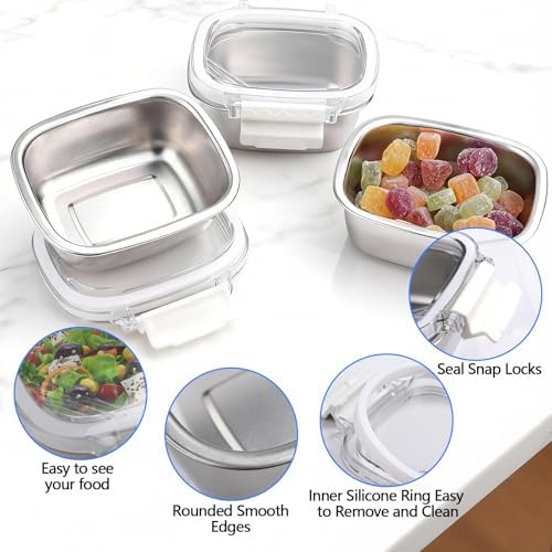 3 Piece 250ml/8.oz Stainless Steel Containers with Lids