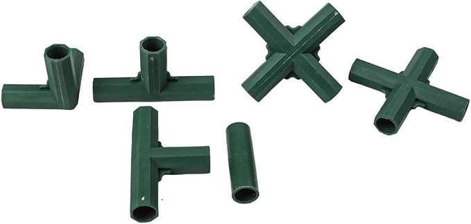 36 Packs Greenhouse Frame Connectors for 16mm Tubes, 6-Way Plastic Garden Structure Fittings with 3/4/5-Way Corners Tees for DIY Cold Frames, Plant Shelters and Shelving Units, Green