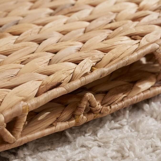 M4DECOR 10.5 x 10.5in Wicker Storage Baskets for Shelves, Water Hyacinth Storage Baskets, Woven Baskets for Storage, Wicker Storage Basket for Bedroom, Living Room (6 Packs 10.5x10.5in)