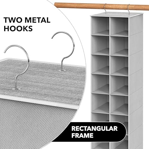 Simple Houseware 20 Section Shelves Hanging Shoes Organizer, Gray | Dual Metal Hooks, 10 Tier, Holds Up to 20 lbs, for Narrow Space