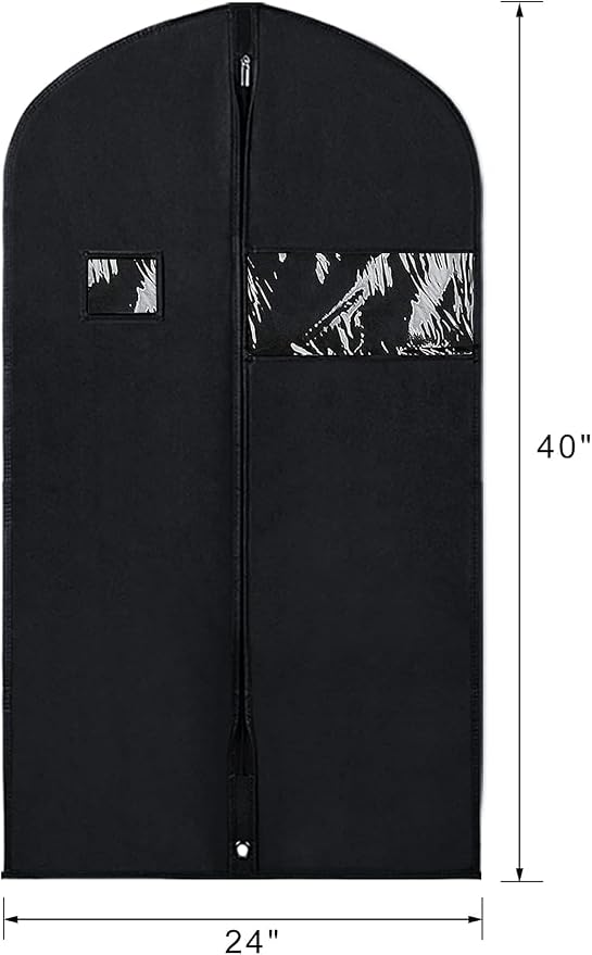 Syeeiex 40 Inch Suit Bag, Set of 5, Suit Bags for Closet Storage, Black