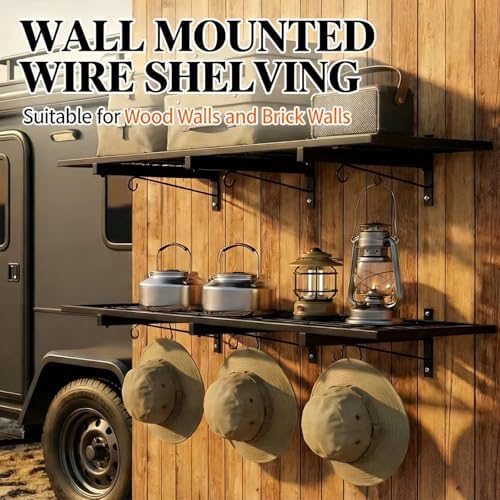 Garage Wall Shelving, 46" x 12" Floating Shelf, Heavy Duty, 190 LBS Load Capacity, Black Storage Rack for Shop, Shed, Closet, Basement