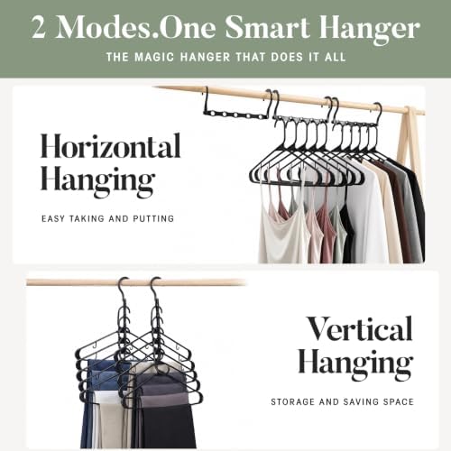 HOUSE DAY Space Saving Hangers 6 Pack with 50 Pack Plastic Hangers, Black