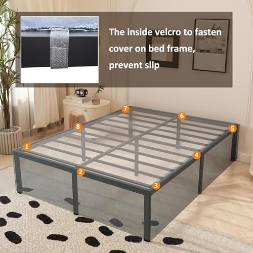 Maenizi 18 Inch Full Size Bed Frame with Skirt, Heavy Duty Metal Bed Frame Full, No Box Spring Needed, Support Up to 3000 lbs, Easy Assembly, Noise Free, Black