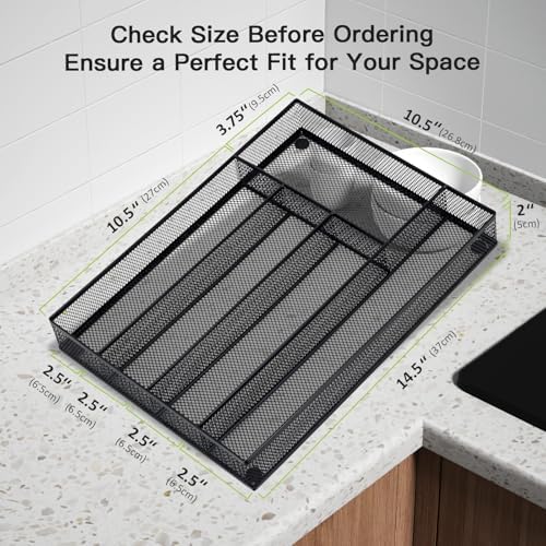 Neudeco Silverware Drawer Organizer, Black