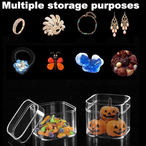 KissYou Acrylic Box Small Clear Box with Lid Plastic Square Cube Acrylic Display Box Wedding Graduation Party Favor Decorative Boxes