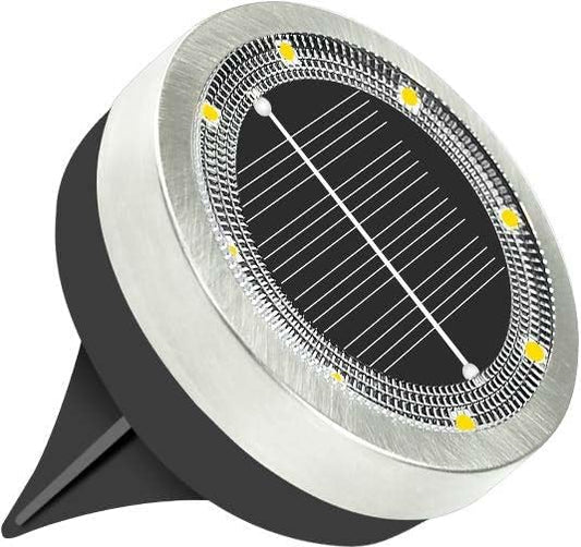 Solar Ground Lights Outdoor, 1 Pack Solar Lights Outdoor Waterproof, Mini Flat Solar-Powered Garden Light, Landscape Lighting for Garden Yard Lawn Pathway Walkway Driveway Backyard Decor, Cold White