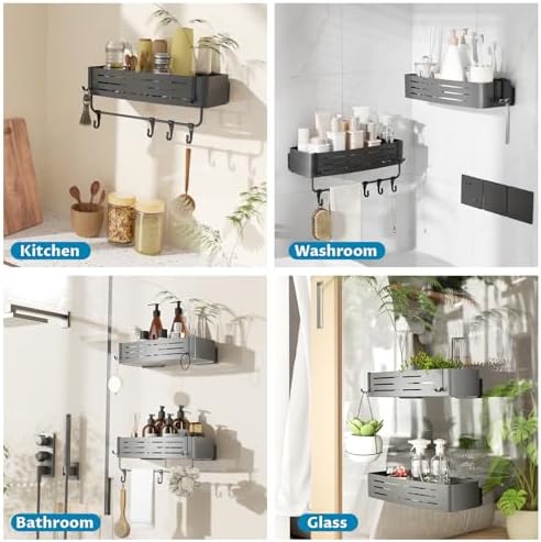 Onemake Suction Cup Shower Caddy, Shower Shelf, Bathroom Organizer, Gray