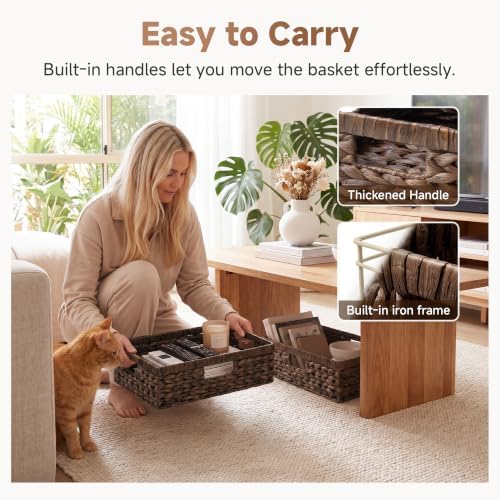 StorageWorks Large Wicker Storage Baskets for Shelves, Brown Baskets,1-Pack