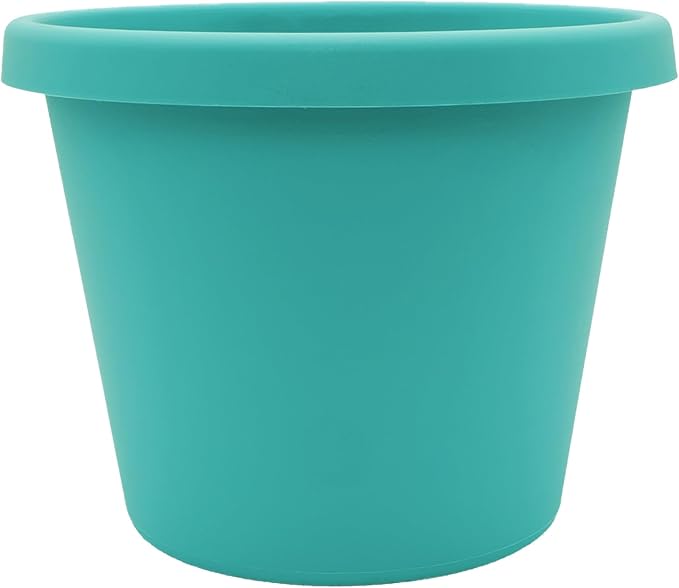 The HC Companies Prima Round Plastic Plant Pot w/Rolled Rim - Lightweight & UV Resistant Flower Pot for Herbs & More - Outdoor & Indoor Plant Pots w/Drainage (12 inch, Dusty Teal, Pack of 1)