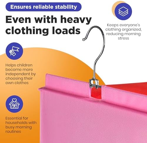 Handy Laundry Weekly Clothes Organizer for Kids, 6-Shelf Bamboo Reinforced