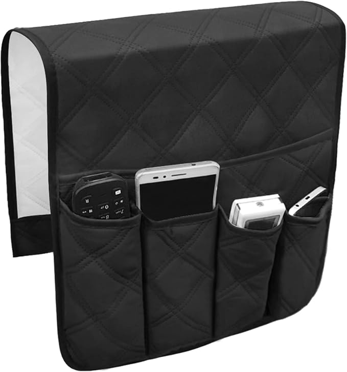 Waterproof Armrest Covers Sofa Arm Organizer with 5 Pockets for Tablet Magazines TV Remote Holder, Non-slip Recliner Couch Armchair Slipcover Furniture Sofa Arm Protector Storage Caddy Pouch