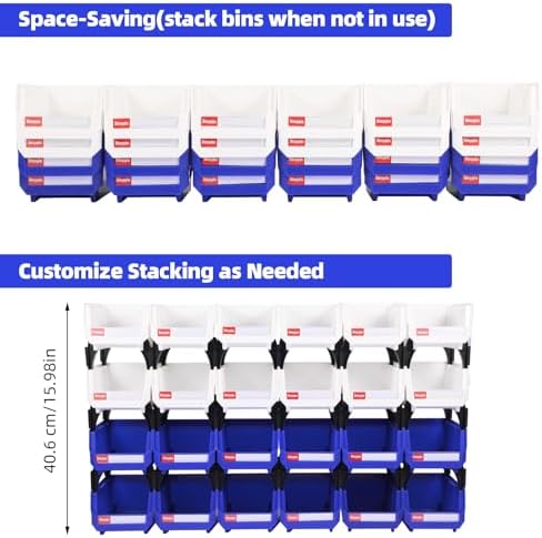 24 Packs Stackable Storage Bins, 5" x 4" x 3" Organizer Bins,