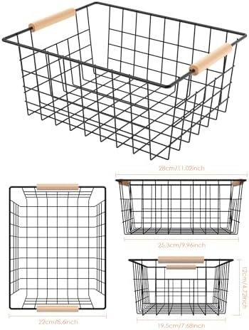 Baskets for household purposes, Wire Basket with Wooden Handle