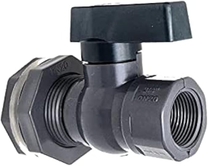Rain Barrel Garden Spigot Kit - 3/4" Full Port PVC Ball Valve with Bulkhead Fitting Adapter