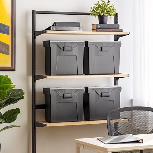 IRIS USA Slim Portable Letter/Legal File Tote Box, 4-Pack, Black