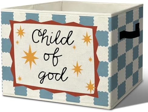 Christian Religious Cheerful Storage Bins Box with Handles Organizer Basket