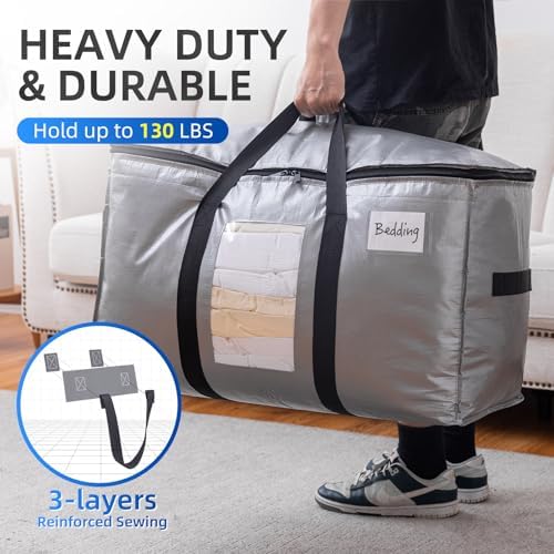 TAILI 4 Pack Silver Extra Large Moving Bags,Storage Bag with Visible Window